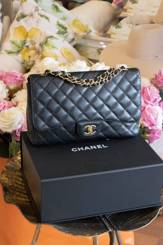 Chanel - Jumbo Double Flap Bag schwarz Caviar Leder