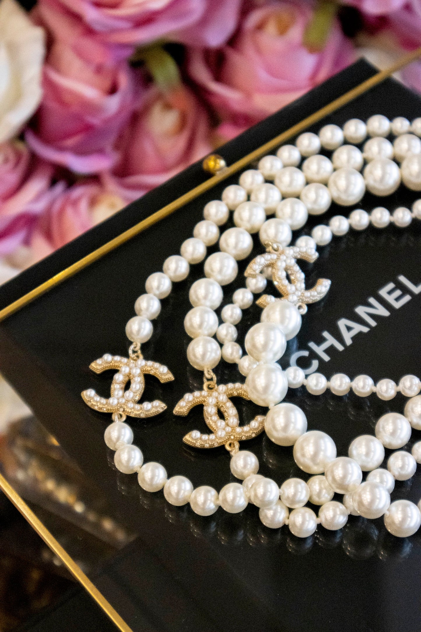 Chanel - CC Perlenkette lang Jubiläum 100 Jahre Chanel