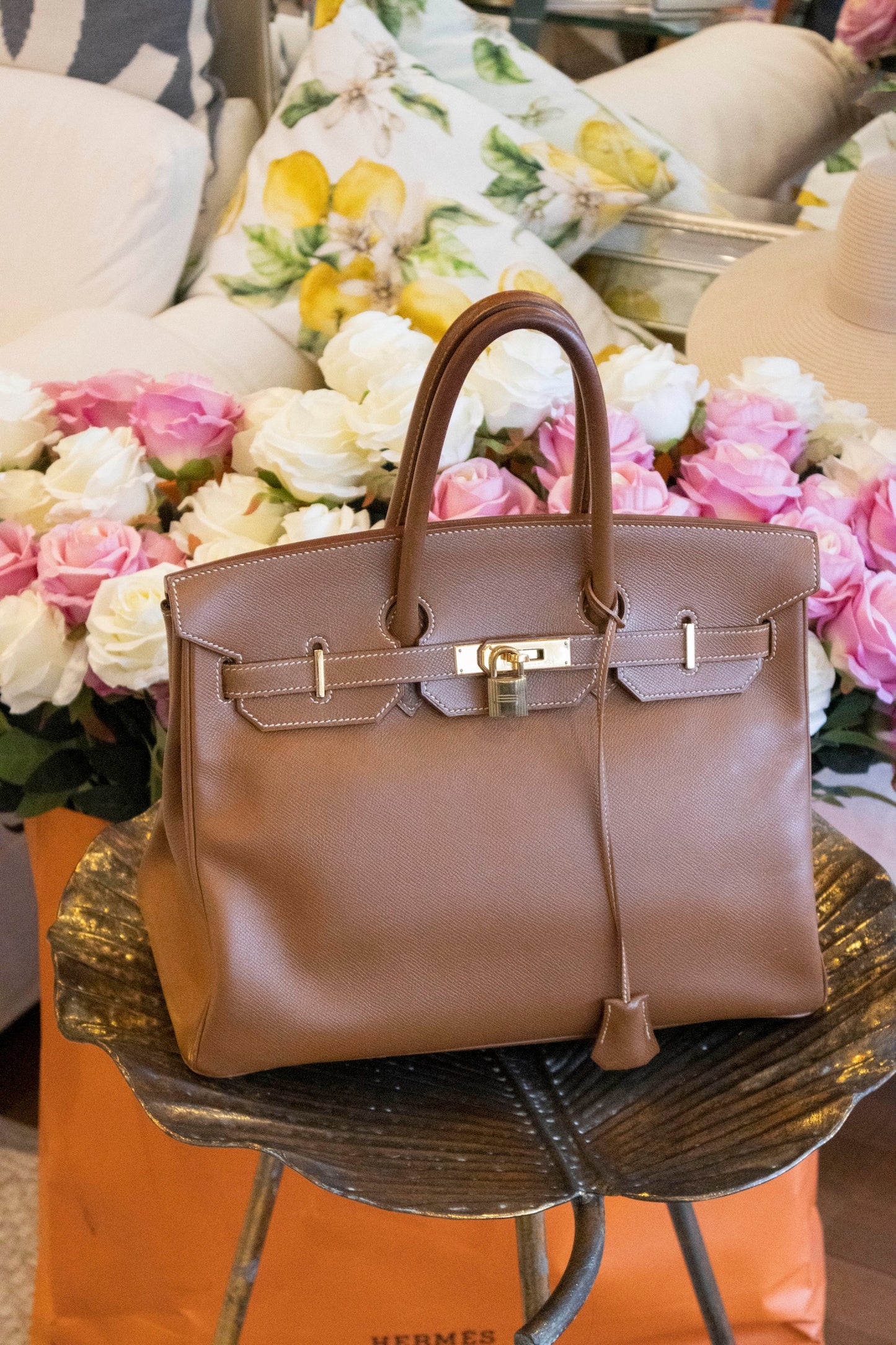 Hermès - Birkin Bag 35 Gold Courchevel Leder Goldene Hardware