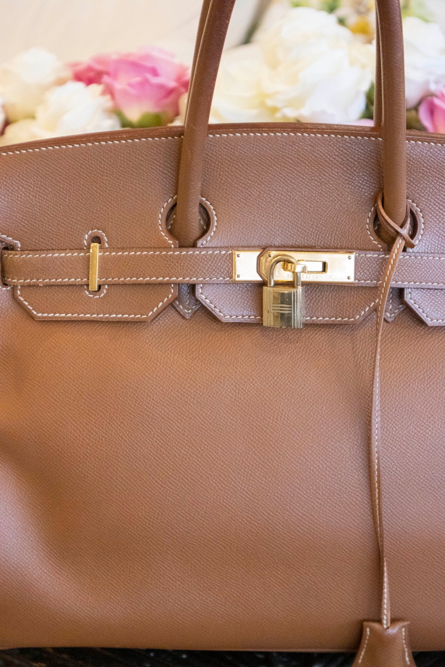 Hermès - Birkin Bag 35 Gold Courchevel Leder Goldene Hardware