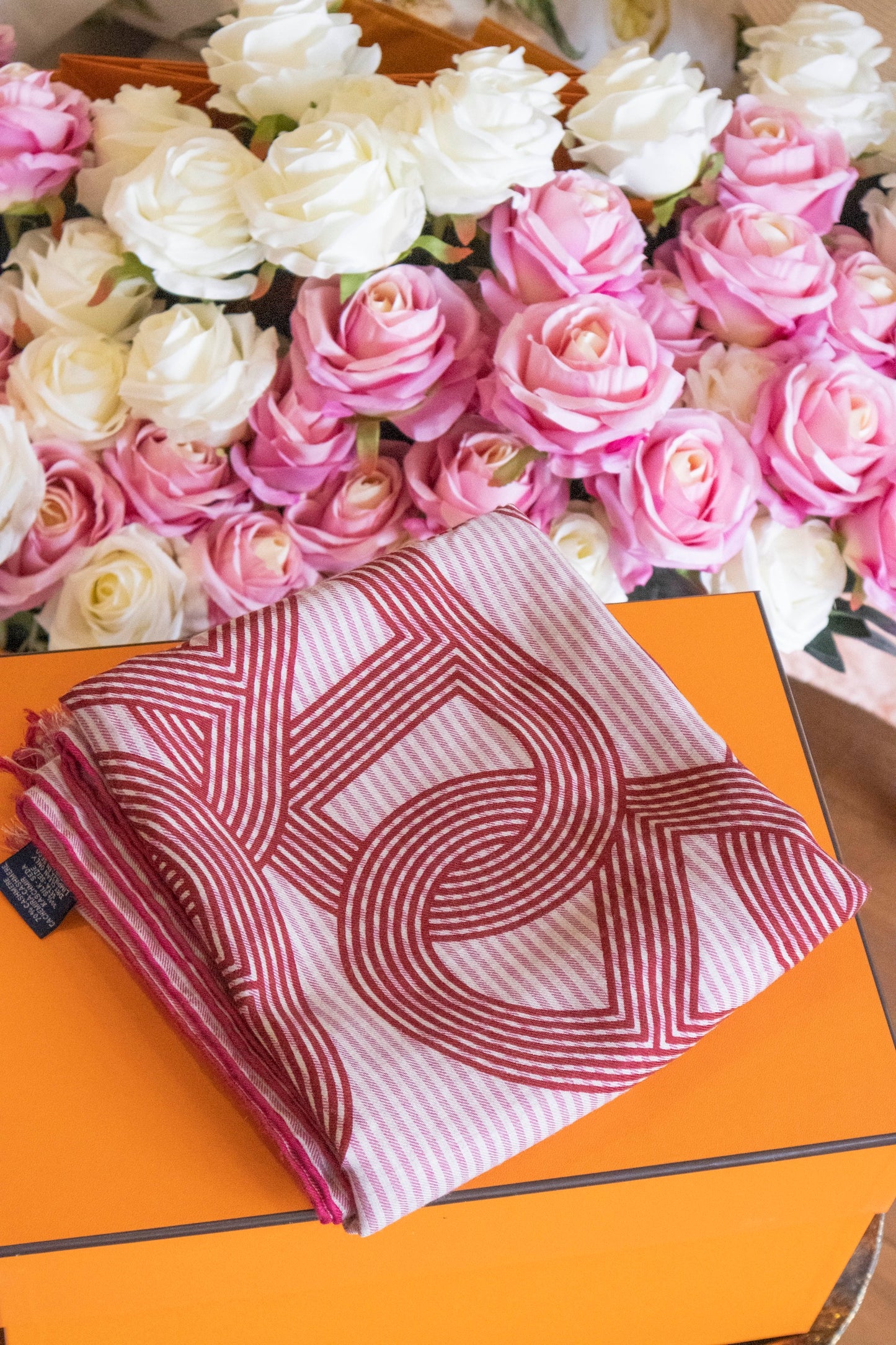 Hermès - Cashmere Schal rosa