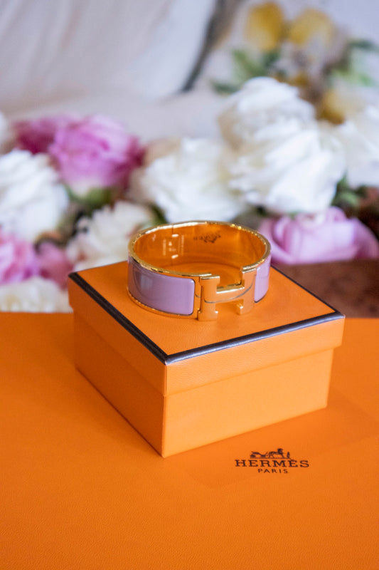 Hermès - Clic Clac H Armband breit Altrosa goldfarben
