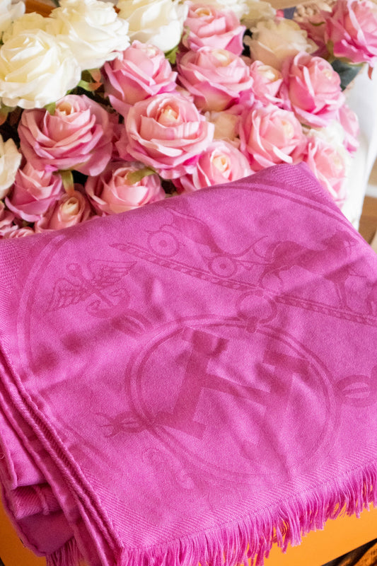 Hermès - Cashmere Stola New Libris Fuchsia