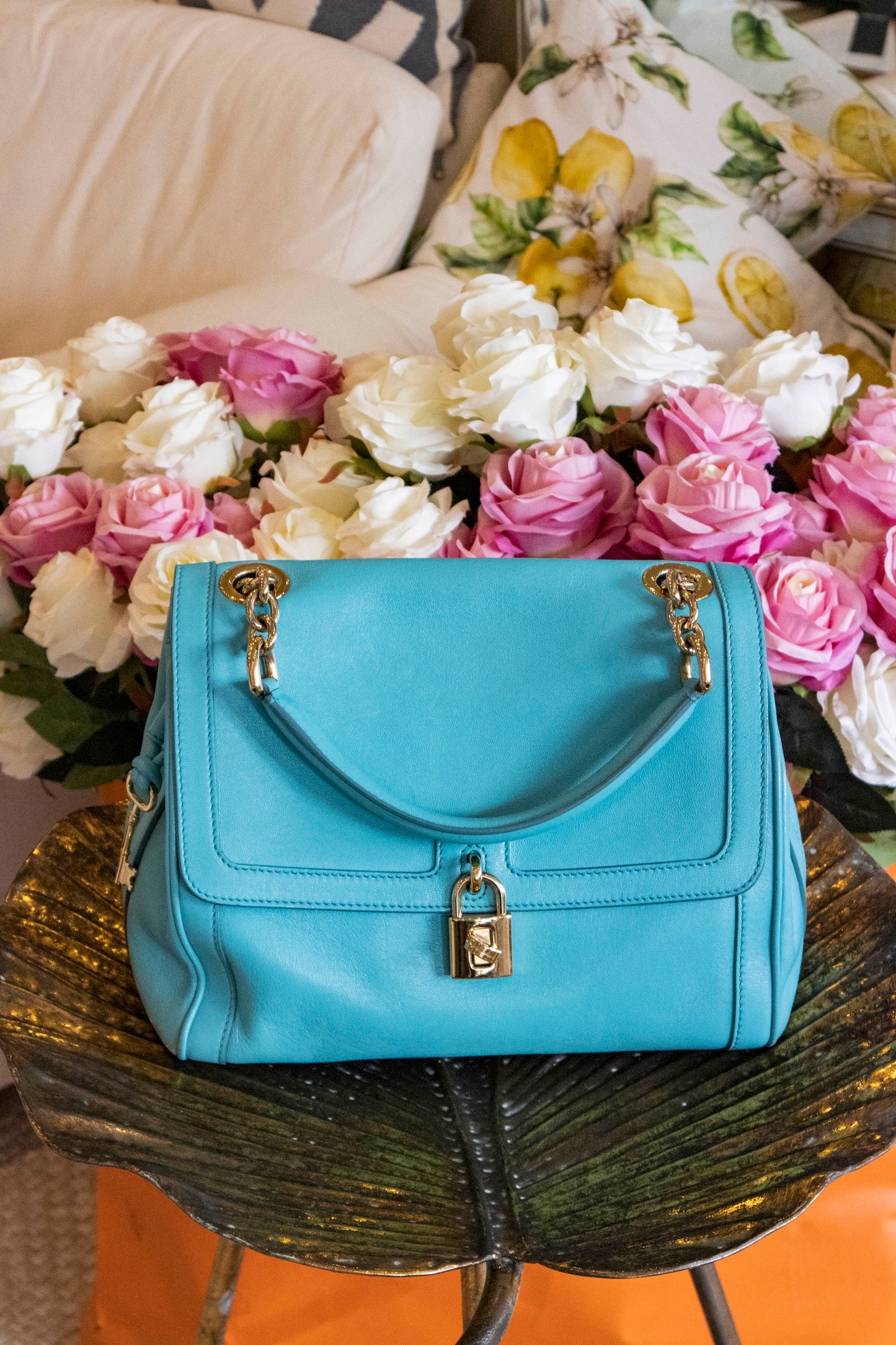 Dolce & Gabbana - Crossbody Bag türkis Goldene Hardware