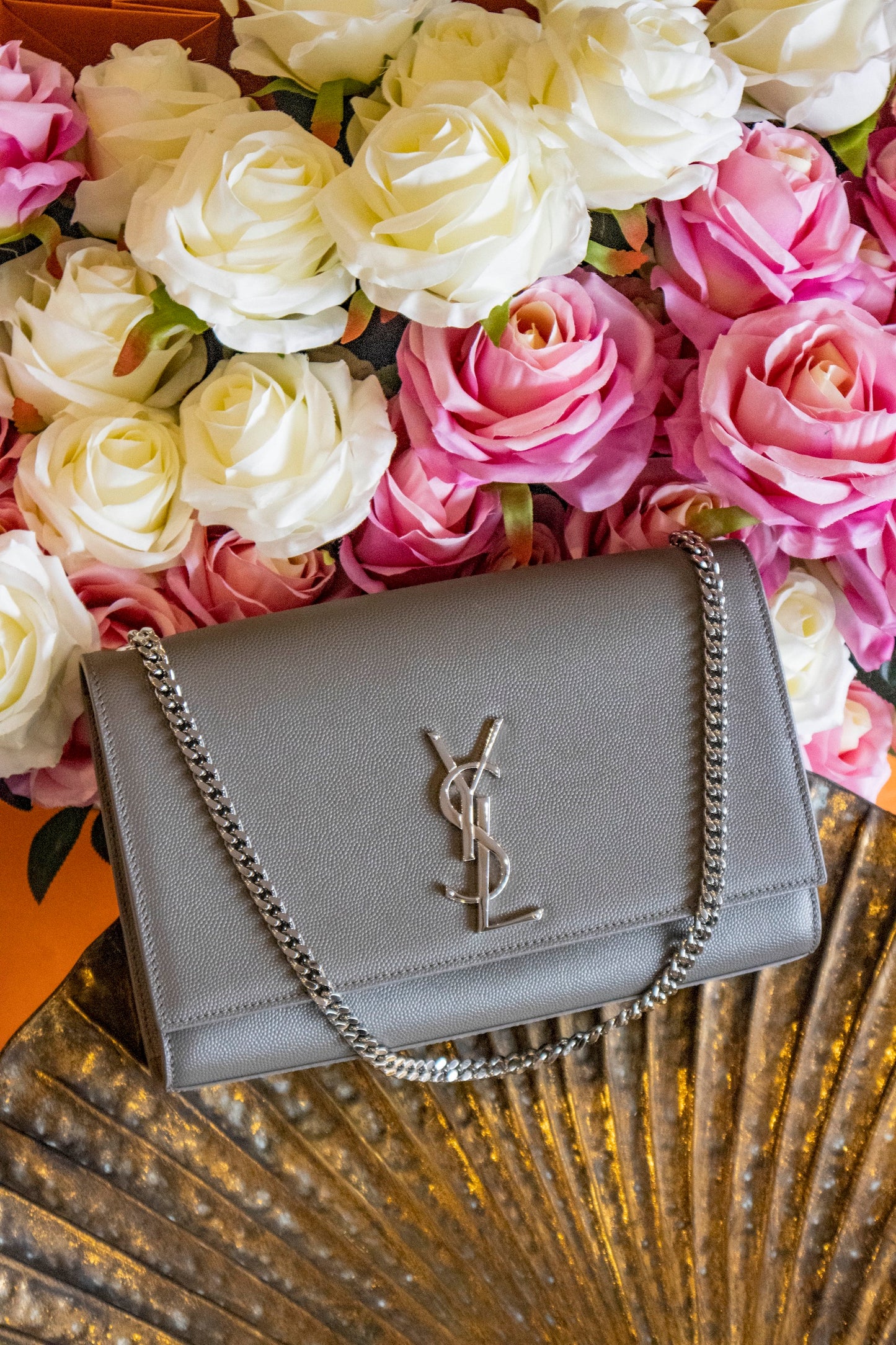 Saint Laurent - Kate grau Silberne Hardware