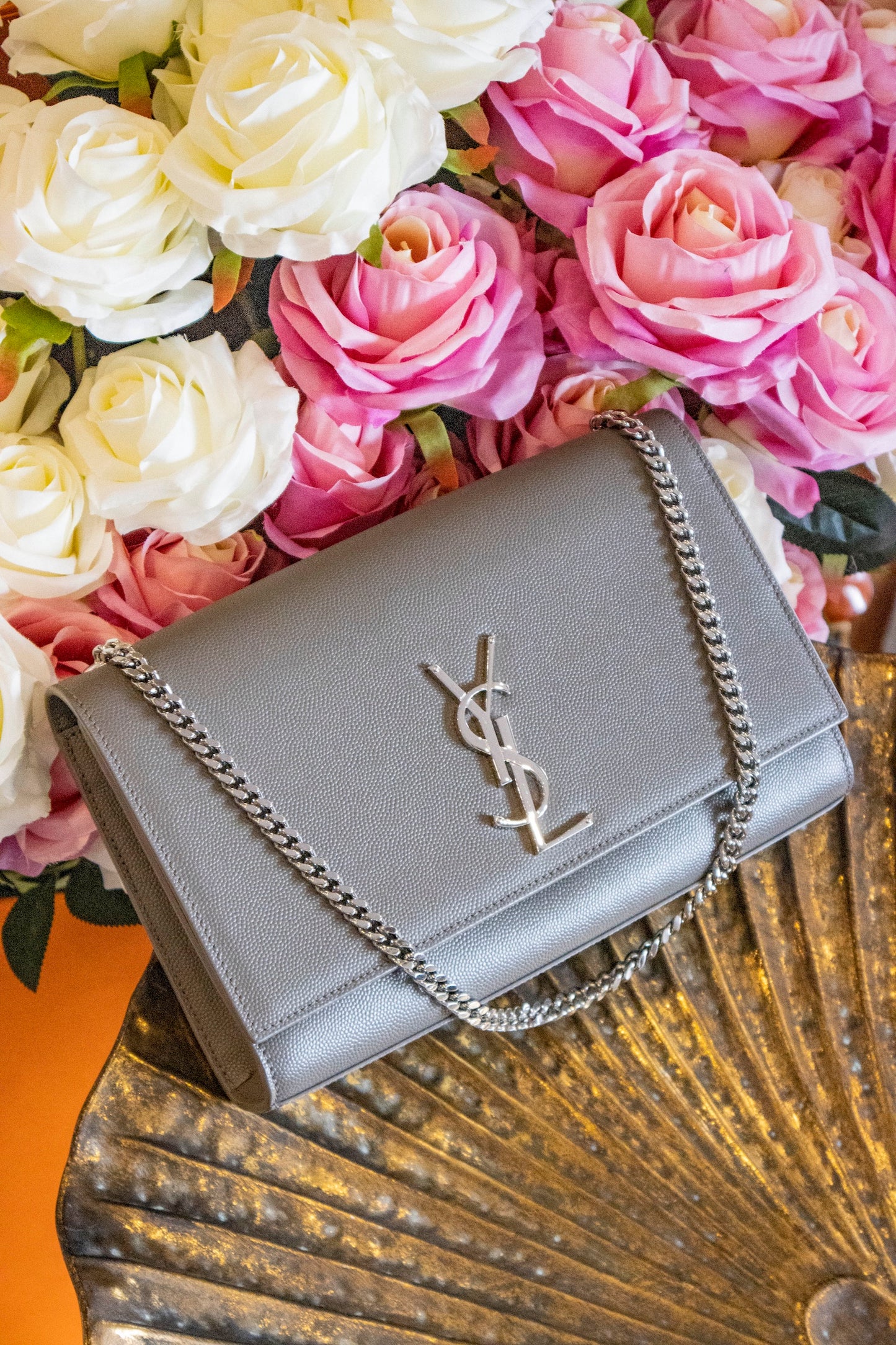 Saint Laurent - Kate grau Silberne Hardware