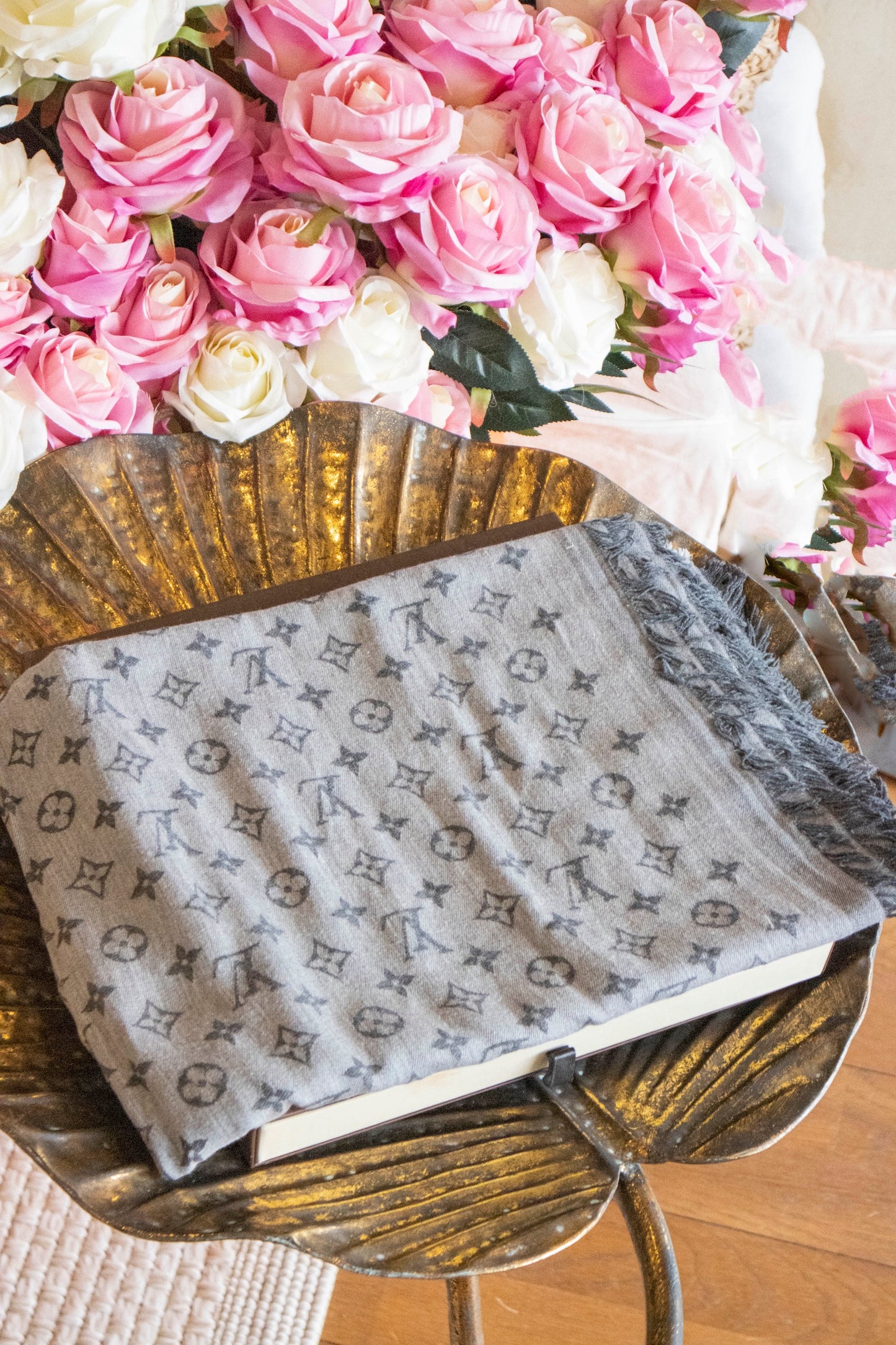 Louis Vuitton - Schal Baumwolle grau