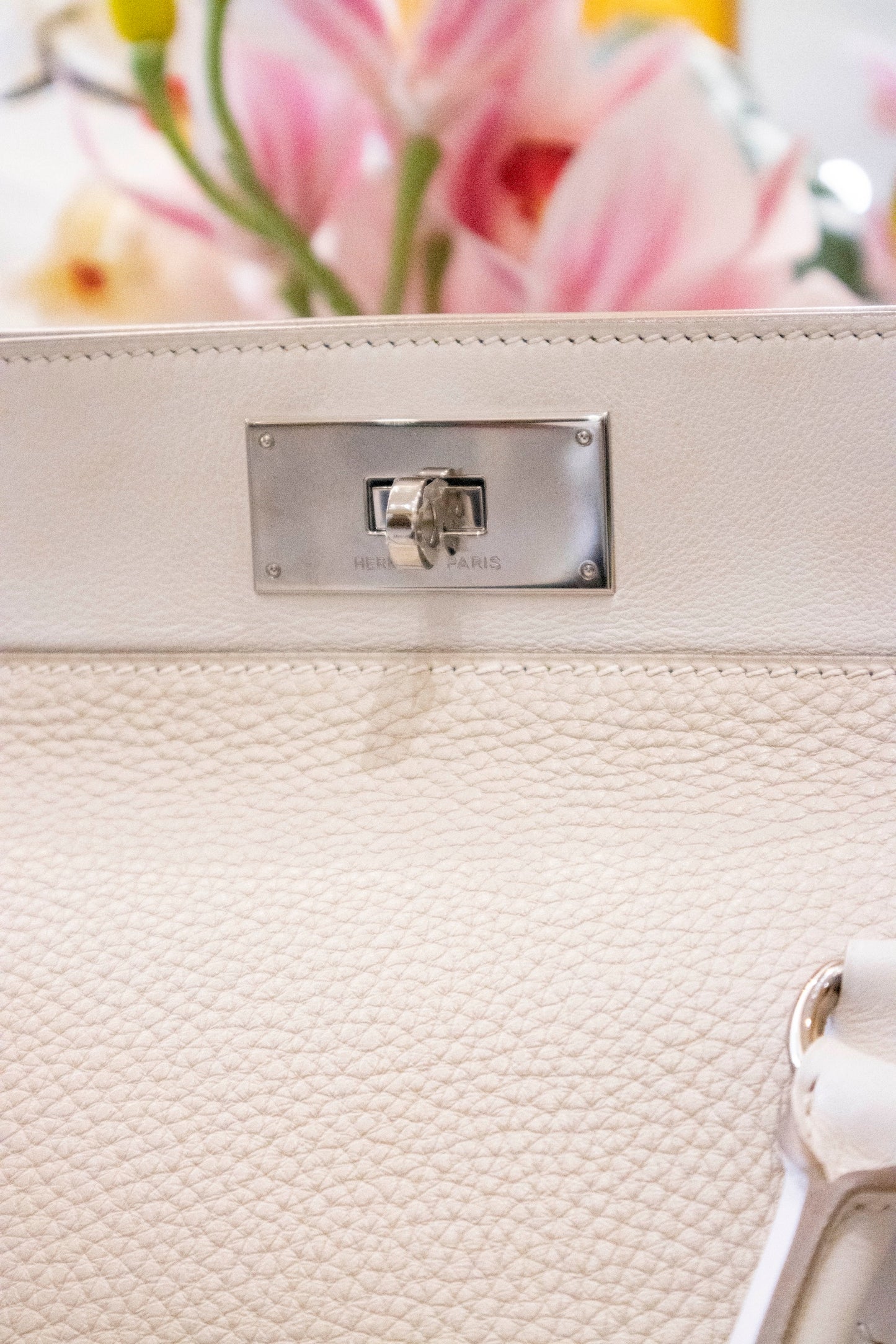 Hermès - Toolbox 26 Taurillon Clemence & Swift Leder Craie