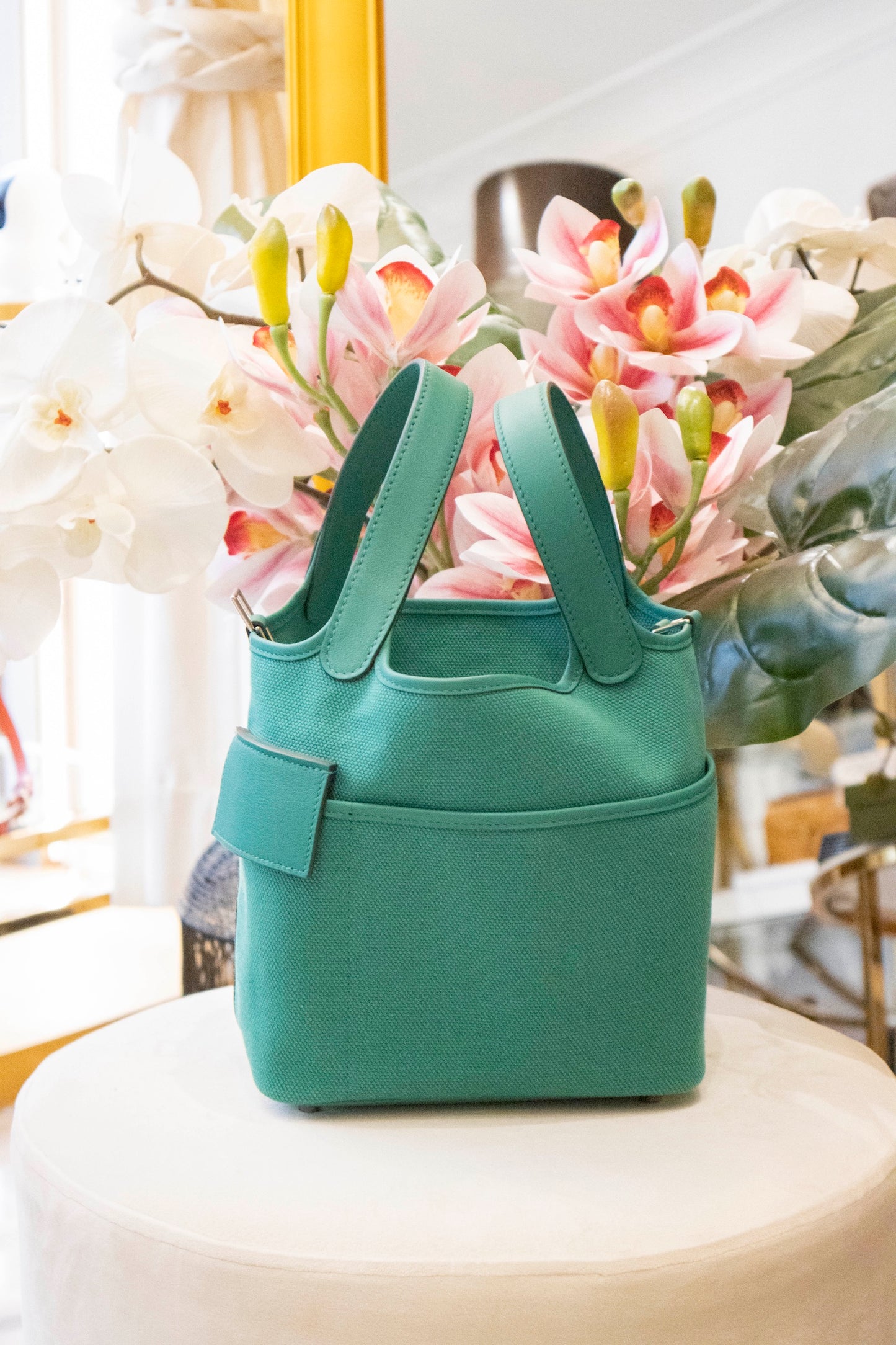 Hermès - Picotin Lock Cargo 18 Toile Goeland/Veau Swift Vert Vertigo