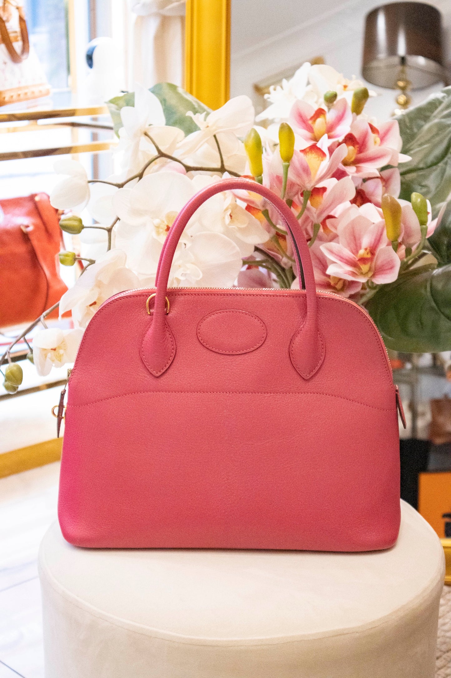 Hermès - Bolide Rose Azalee Epsom Leder silberne Hardware