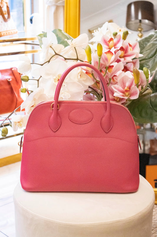 Hermès - Bolide Rose Azalee Epsom Leder silberne Hardware