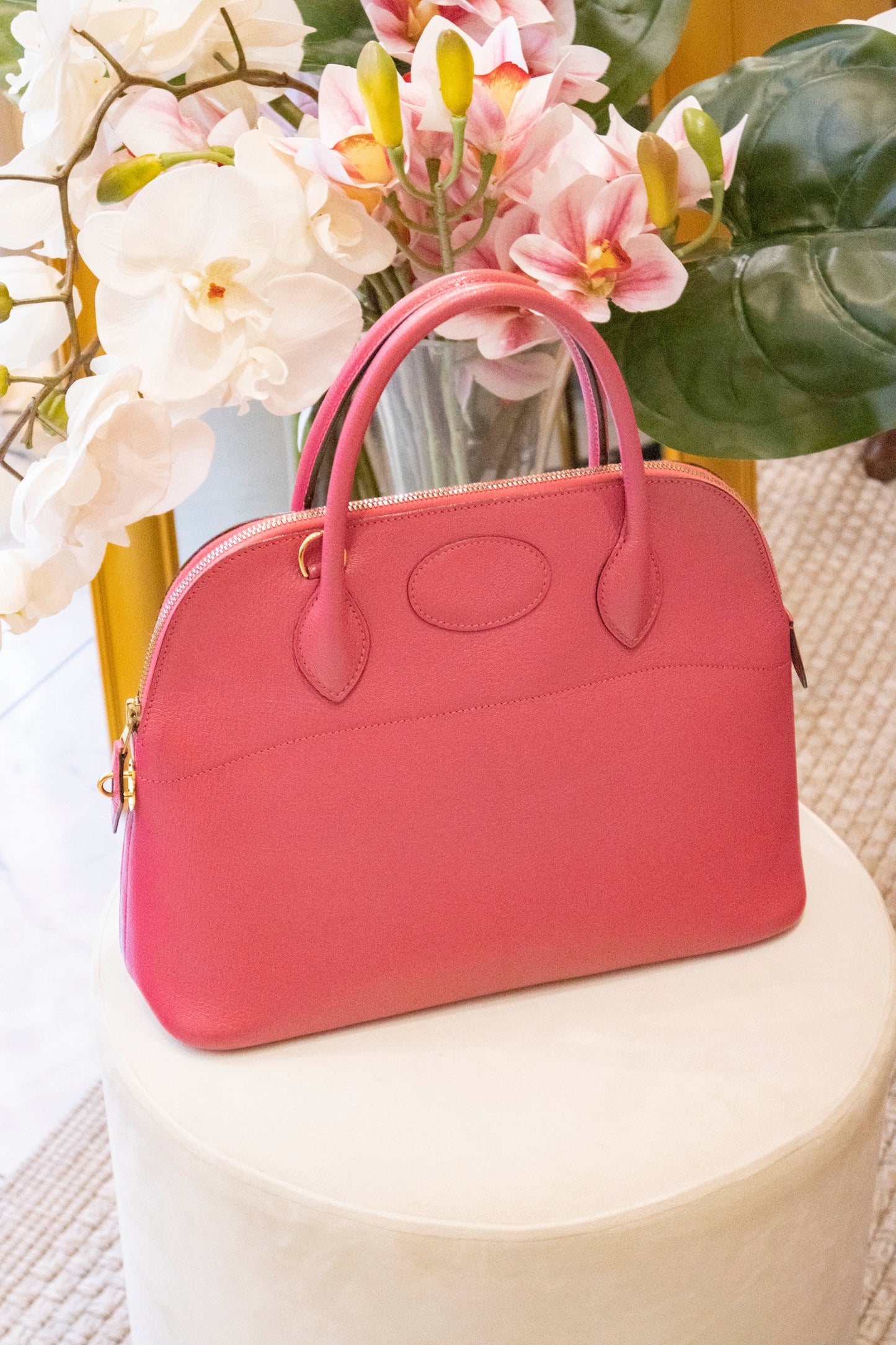 Hermès - Bolide Rose Azalee Epsom Leder silberne Hardware