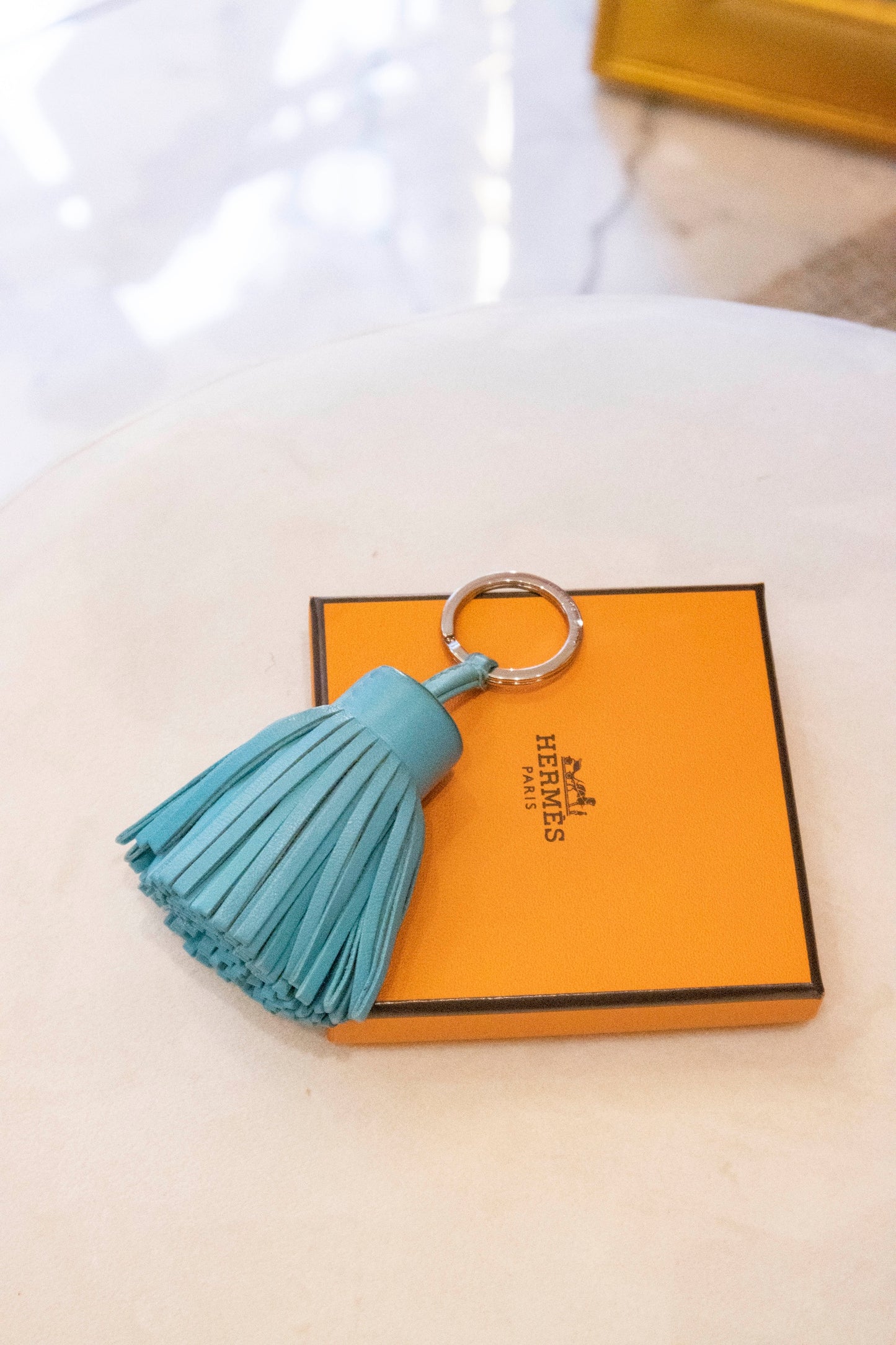 Hermès - Schlüsselanhänger türkis Silberne Hardware