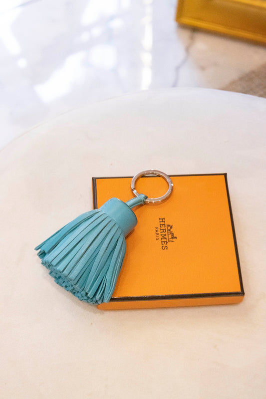 Hermès - Schlüsselanhänger türkis Silberne Hardware