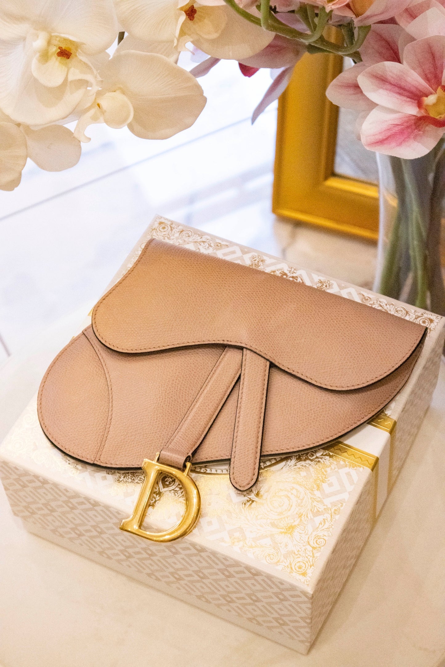 Christian Dior - Saddle Gürteltasche Rose genarbtes Kalbsleder