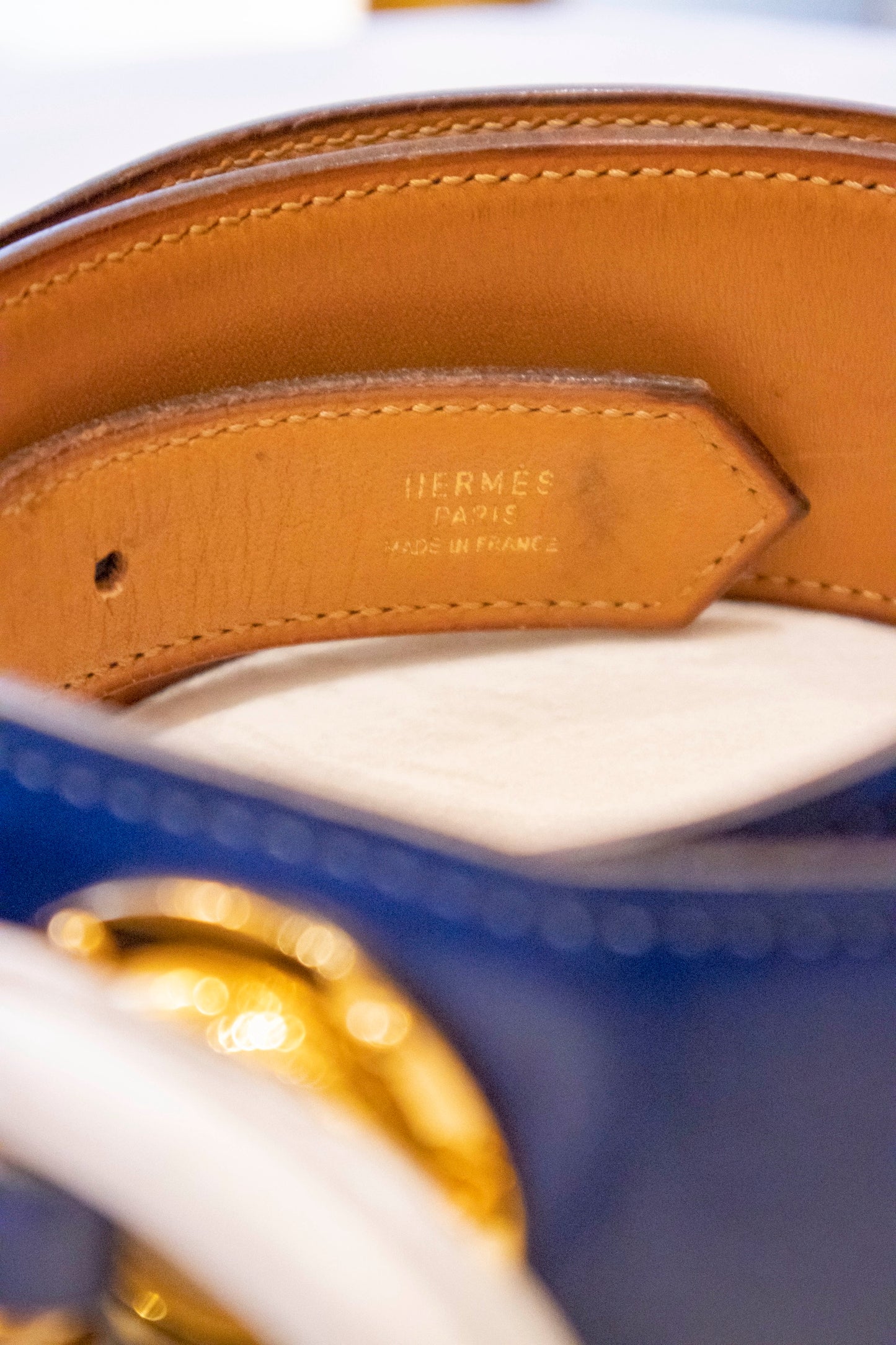 Hermès - Vintage Gürtel blau Goldene Hardware