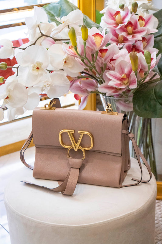 Valentino - V-Ring Schultertasche Rose Goldene Hardware