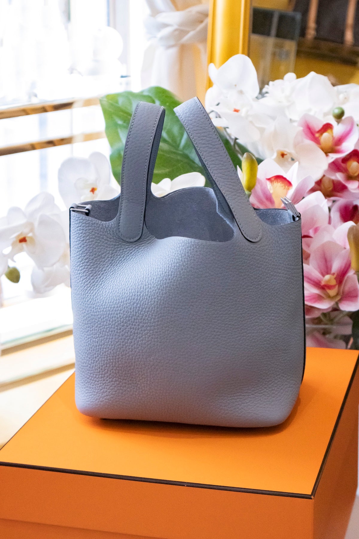 Hermès - Sac Picotin Lock 18 Taurillon Clemence Leder Gris Pantin