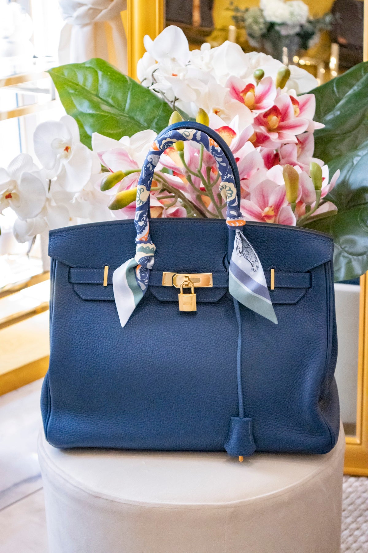 Hermès - Birkin Bag 35 Deep Blue Taurillon Clemence Leder Goldene Hardware