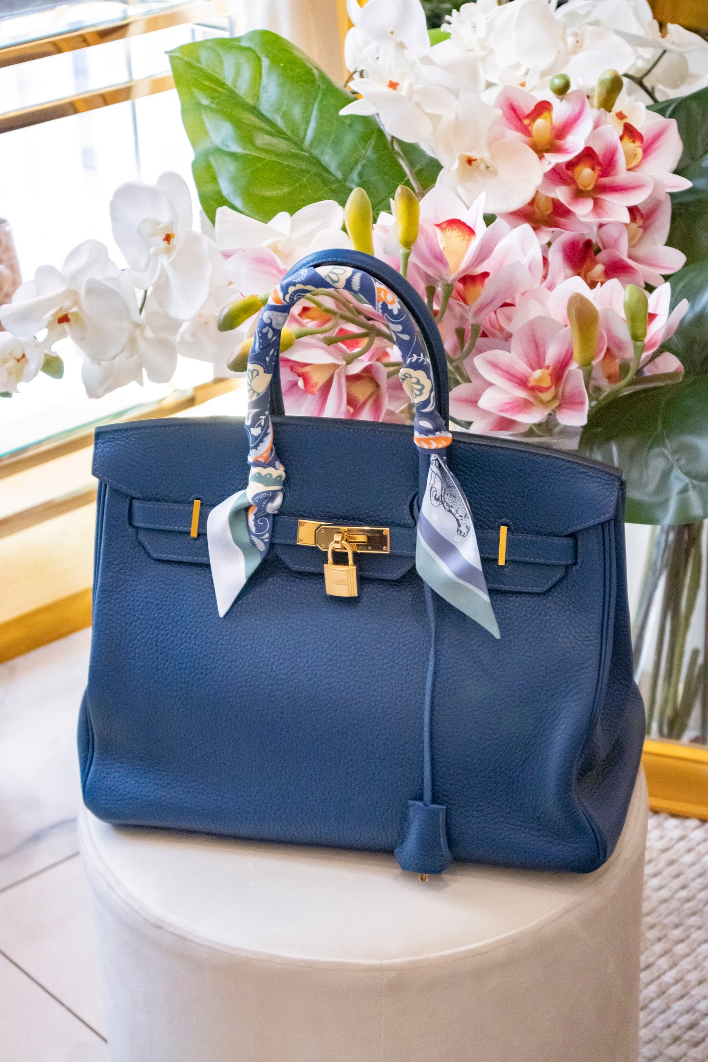 Hermès - Birkin Bag 35 Deep Blue Taurillon Clemence Leder Goldene Hardware