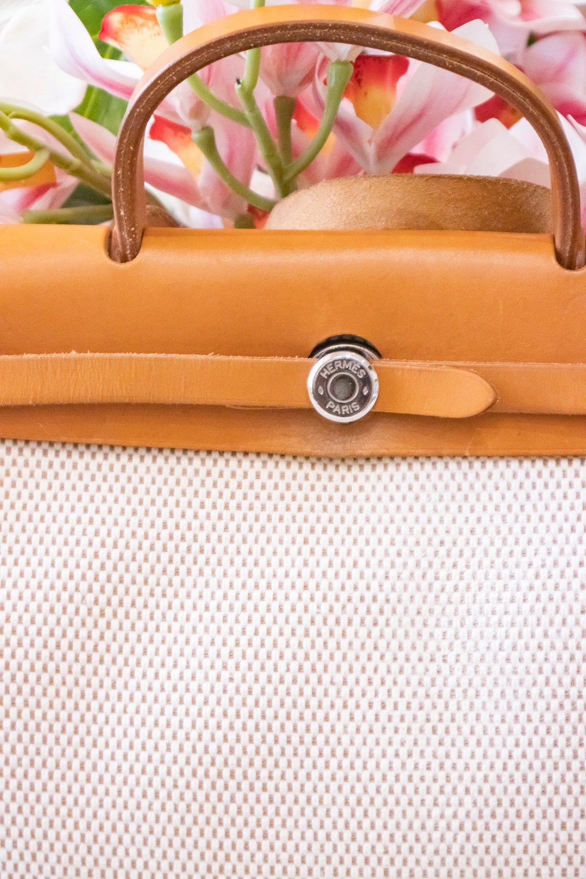 Hermès - Herbag Toile Canvas und Vache Hunter Leder in Ecru und Beige