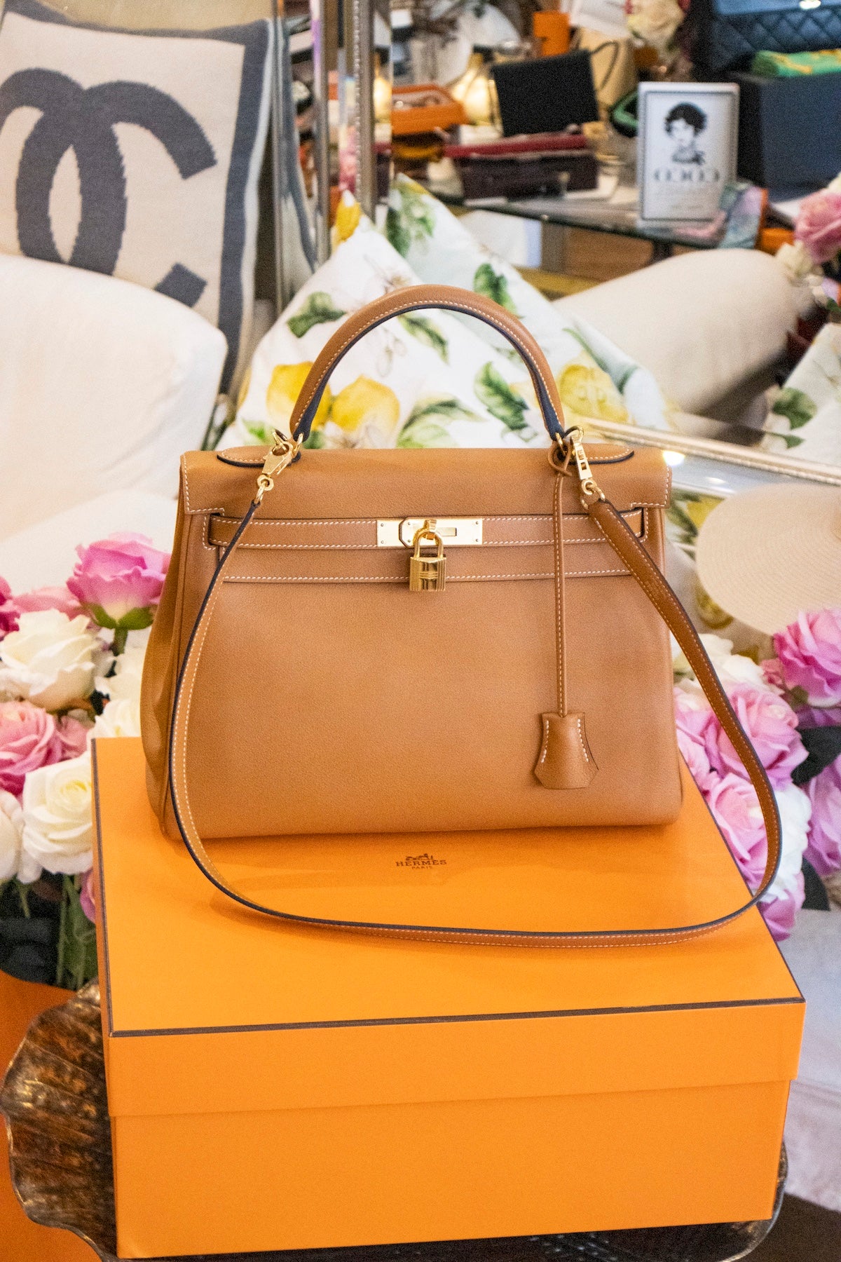 Hermès - Kelly Bag 32 Retourne Toffee Veau Evercolor Goldene Hardware
