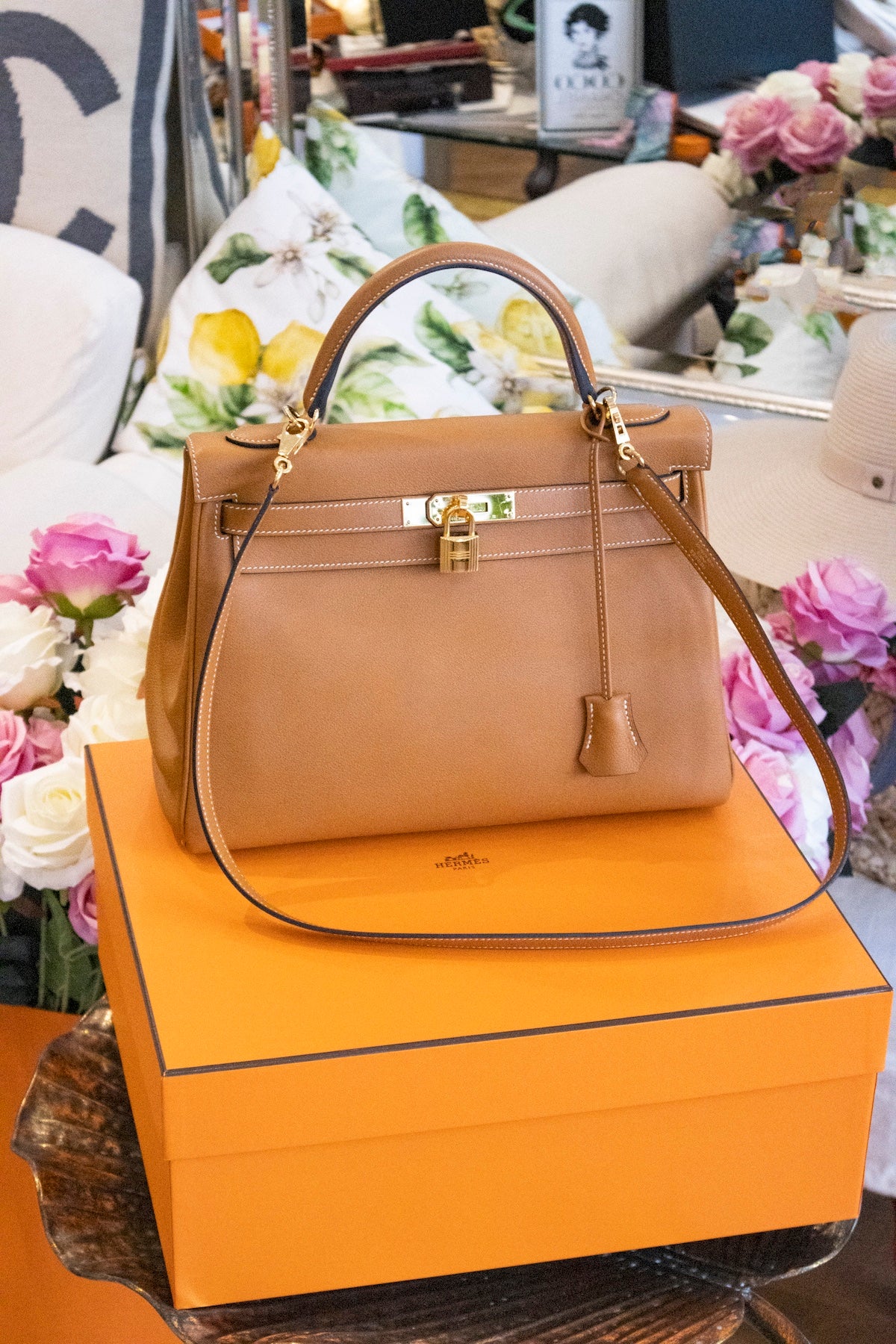 Hermès - Kelly Bag 32 Retourne Toffee Veau Evercolor Goldene Hardware