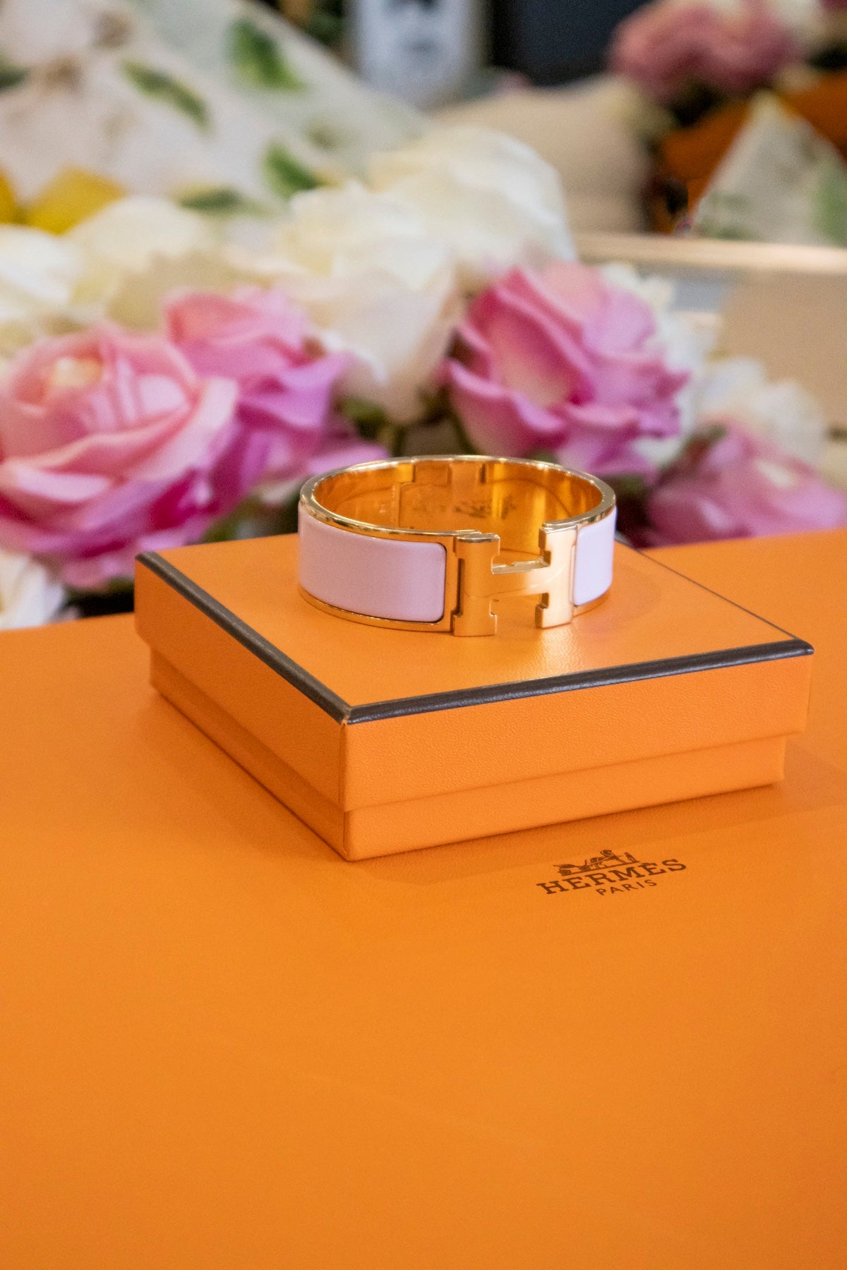 Hermès - Bracelet Clic Clac H Plaque or Rose Candeur Gelbgoldfarben