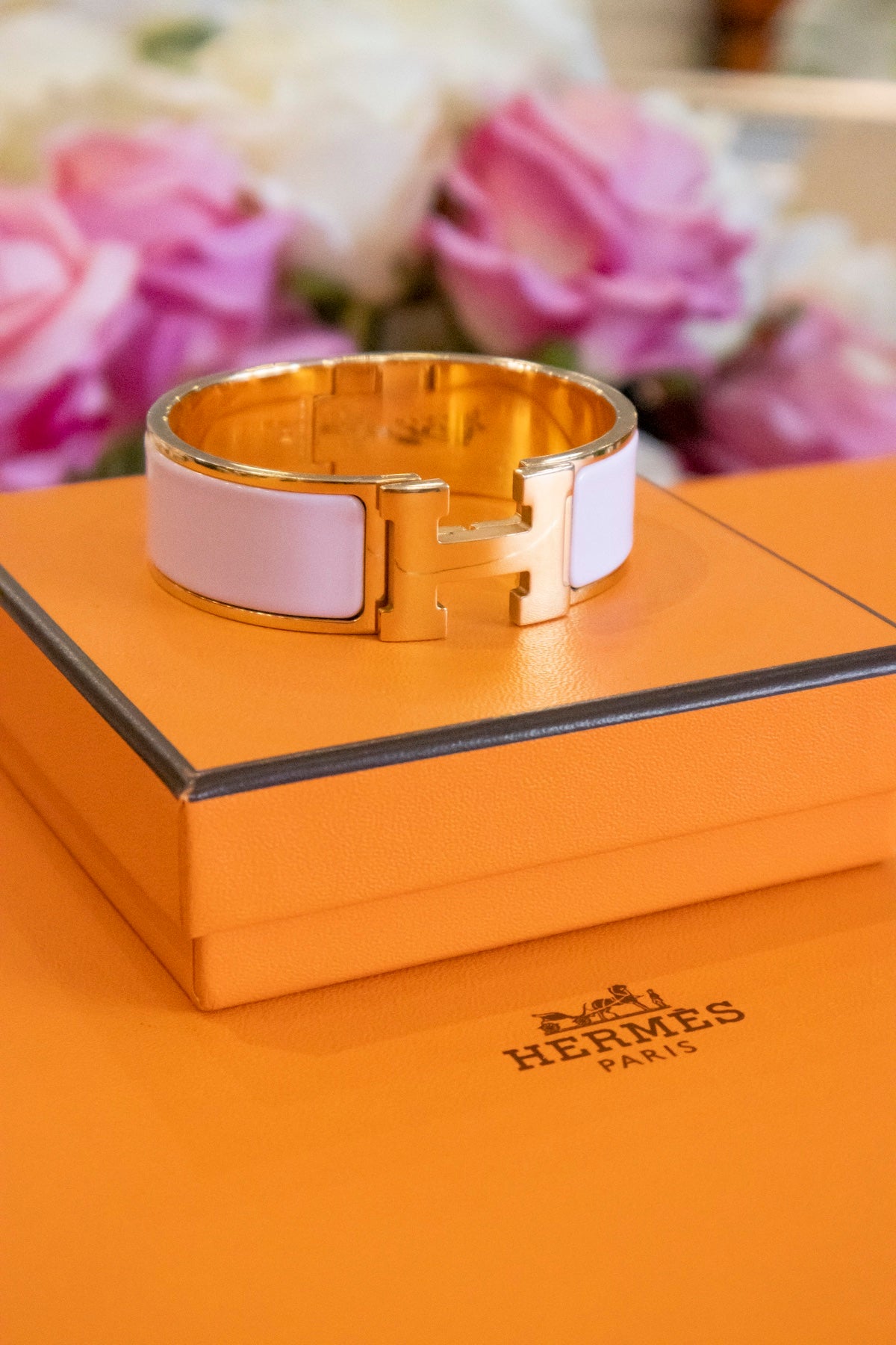 Hermès - Bracelet Clic Clac H Plaque or Rose Candeur Gelbgoldfarben
