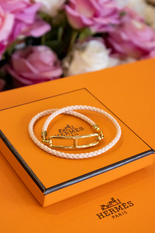 Hermès - Louris Double Tour Armband Leder Rose Gold