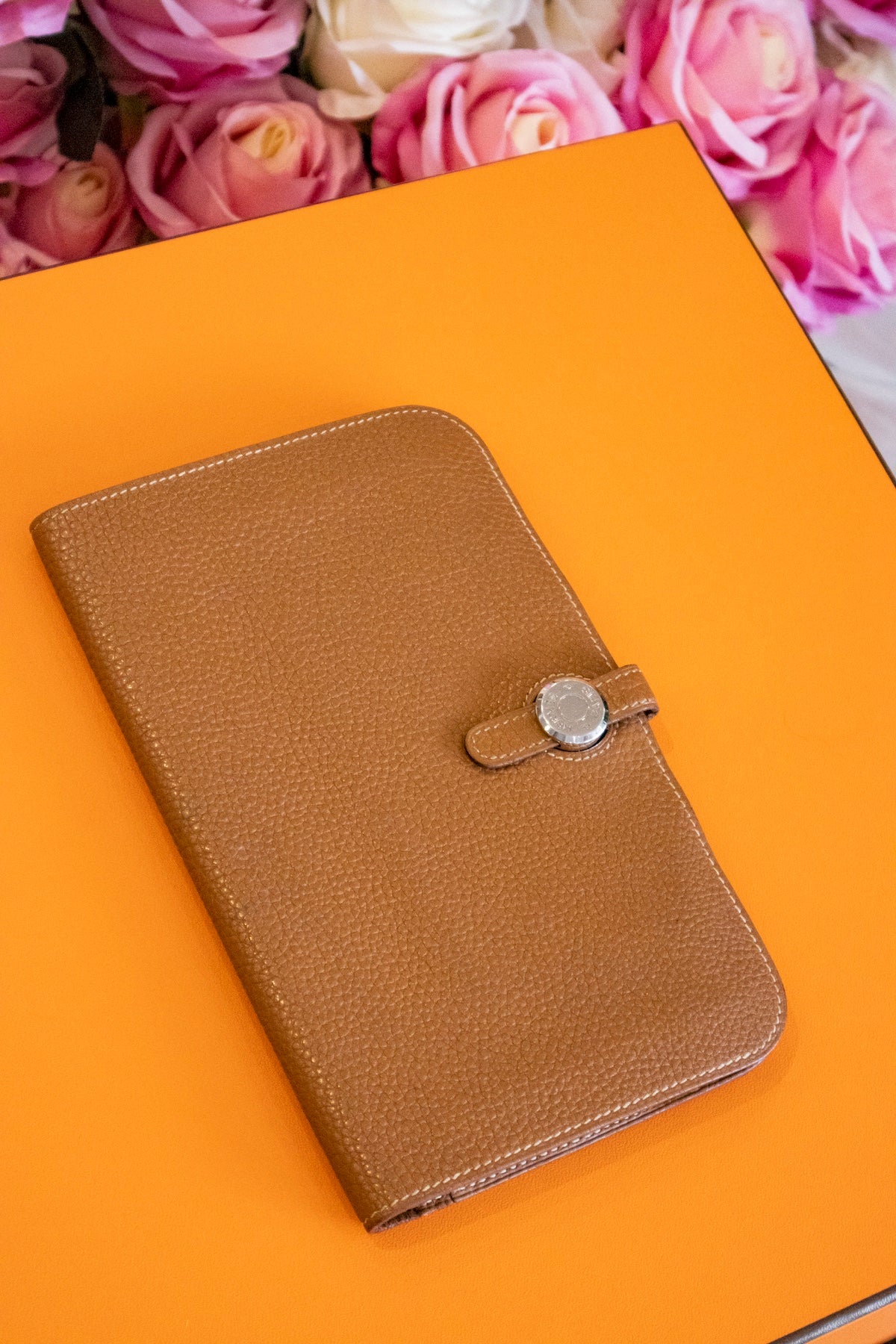 Hermès - Dogon Leder Portemonnaie Gold Silberne Hardware