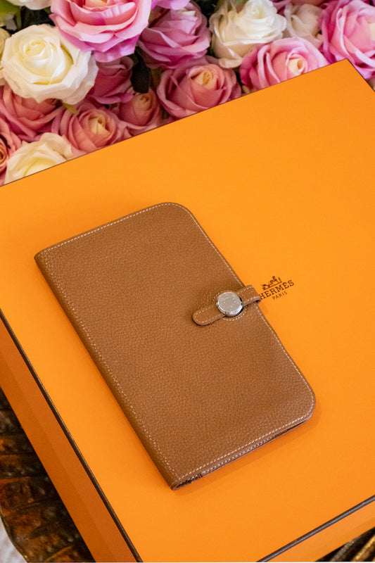 Hermès - Dogon Leder Portemonnaie Gold Silberne Hardware
