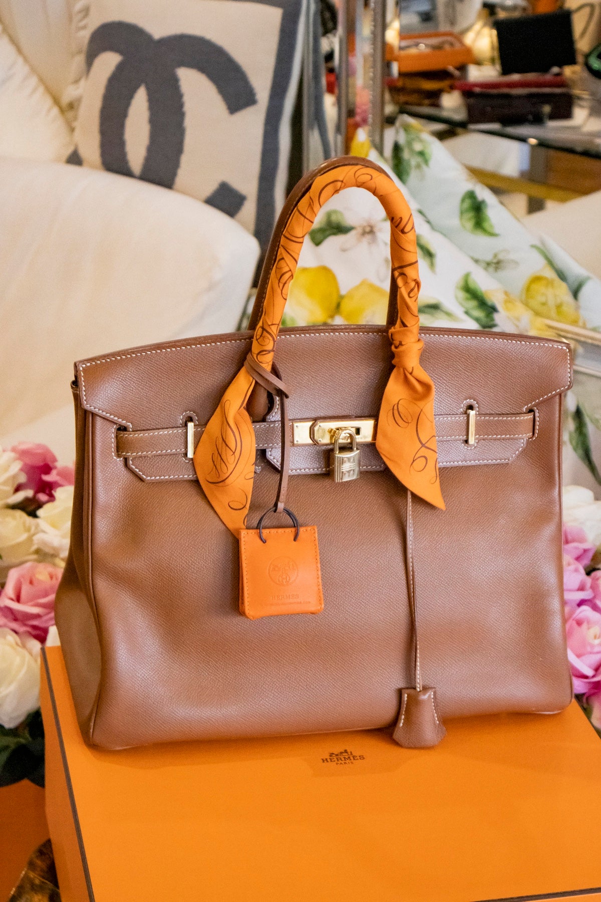 Hermès - Birkin Bag 35 Gold Courchevel Leder Goldene Hardware