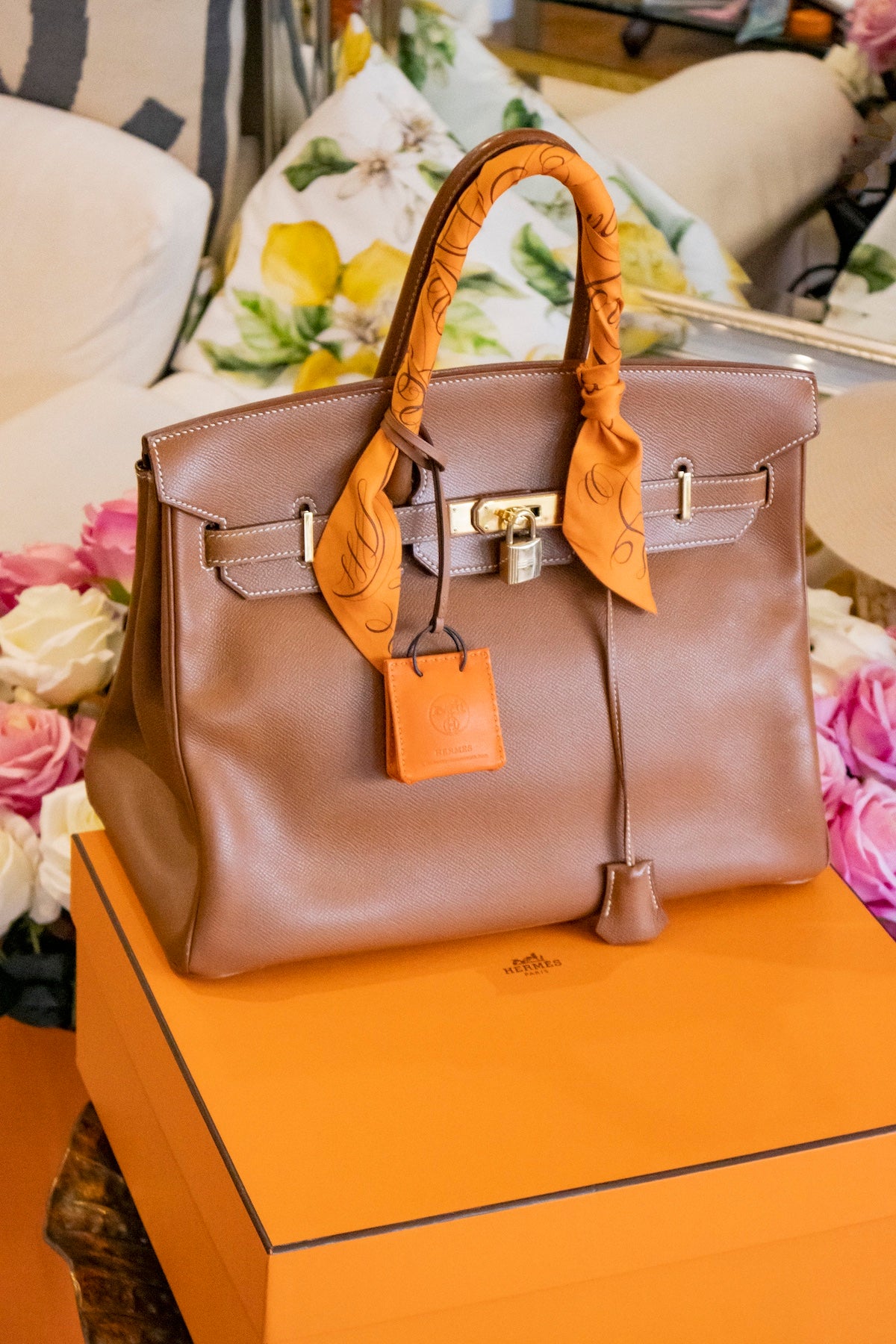 Hermès - Birkin Bag 35 Gold Courchevel Leder Goldene Hardware