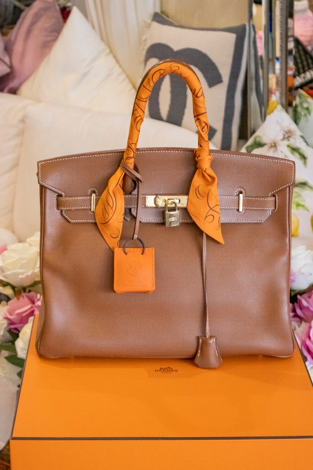 Hermès - Birkin Bag 35 Gold Courchevel Leder Goldene Hardware