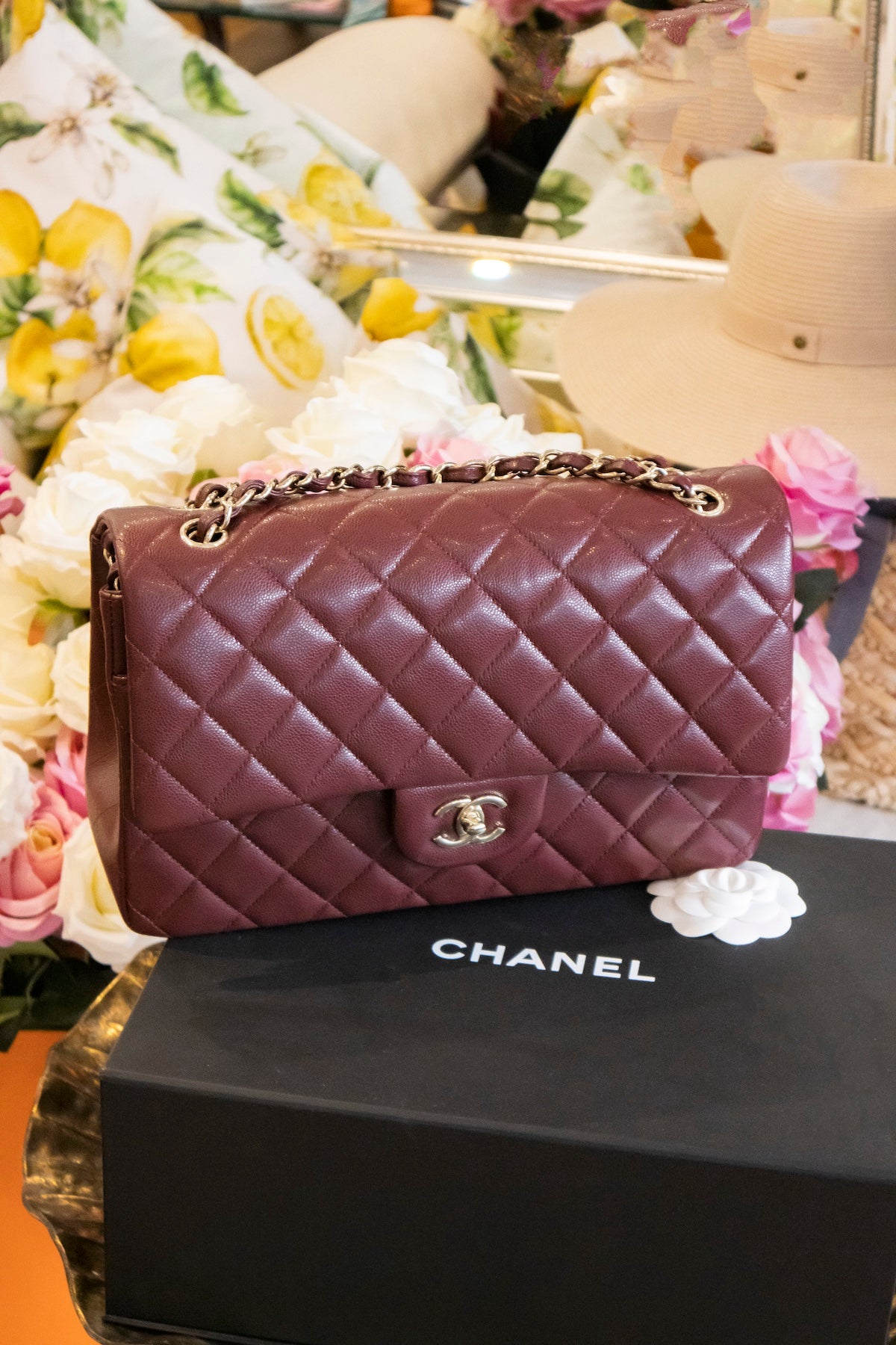 Chanel - Jumbo Burgundy Caviar Leder