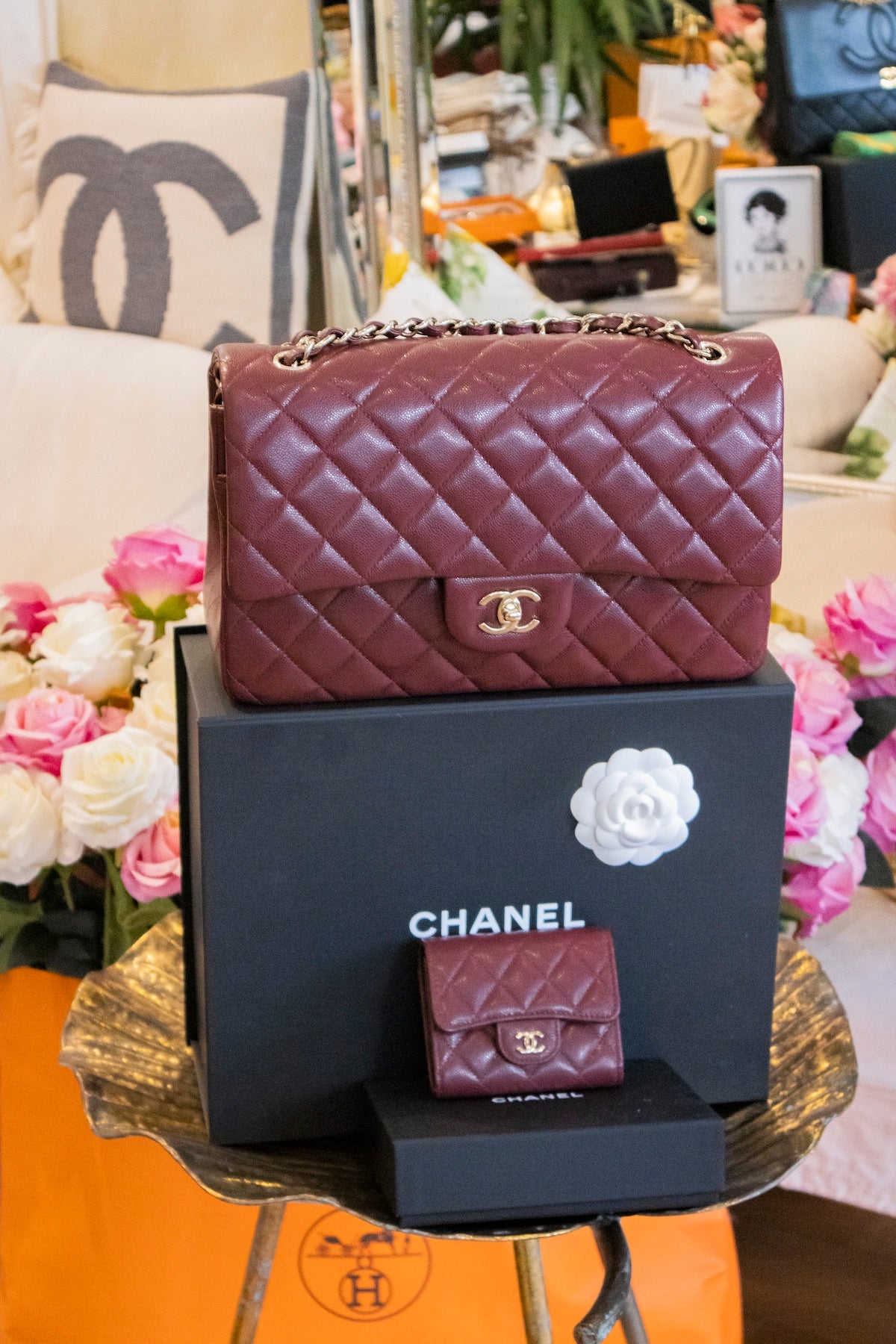 Chanel - Jumbo Burgundy Caviar Leder