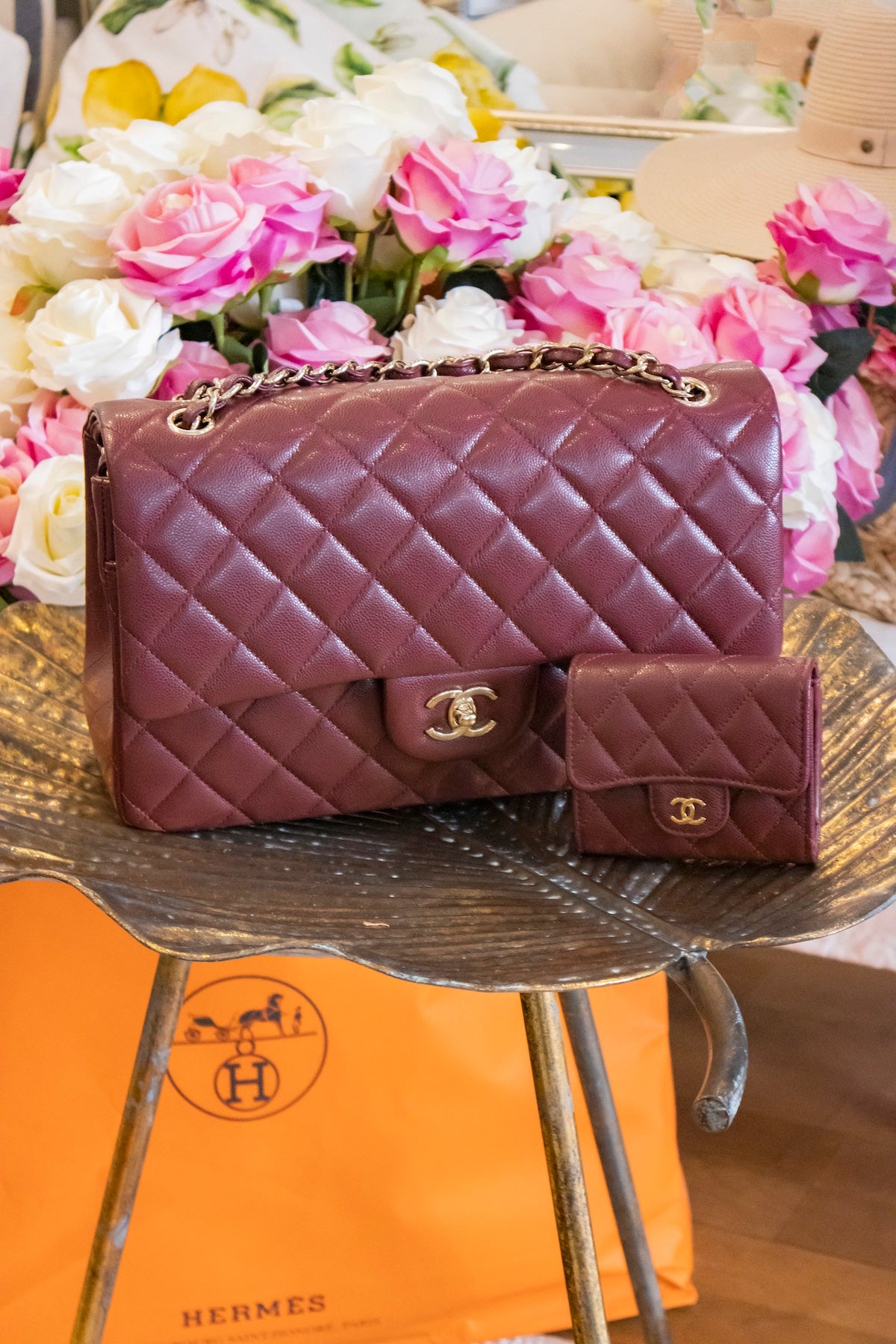 Chanel - Jumbo Burgundy Caviar Leder