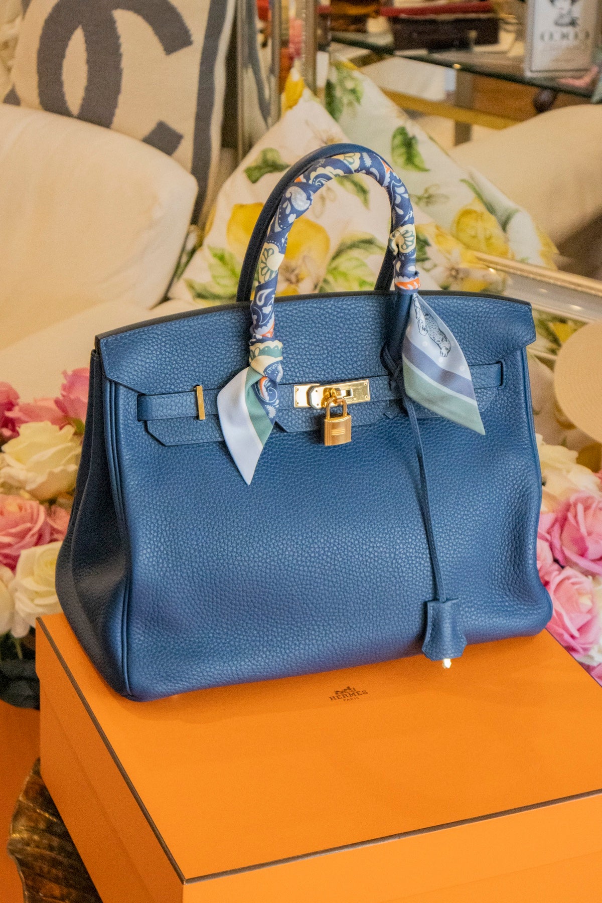 Hermès - Birkin Bag 35 Deep Blue Taurillon Clemence Leder Goldene Hardware