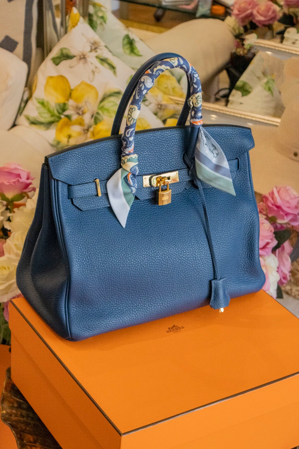 Hermès - Birkin Bag 35 Deep Blue Taurillon Clemence Leder Goldene Hardware