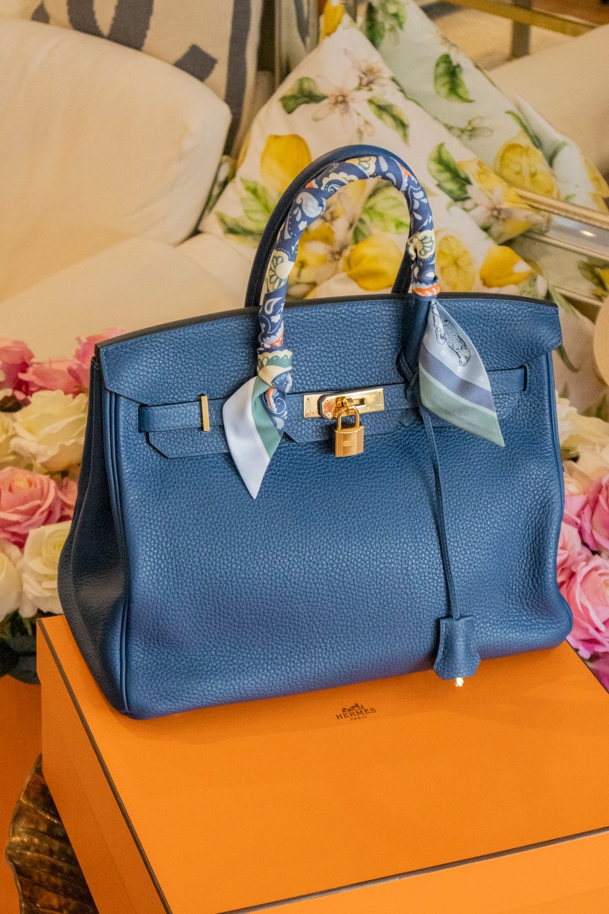 Hermès - Birkin Bag 35 Deep Blue Taurillon Clemence Leder Goldene Hardware