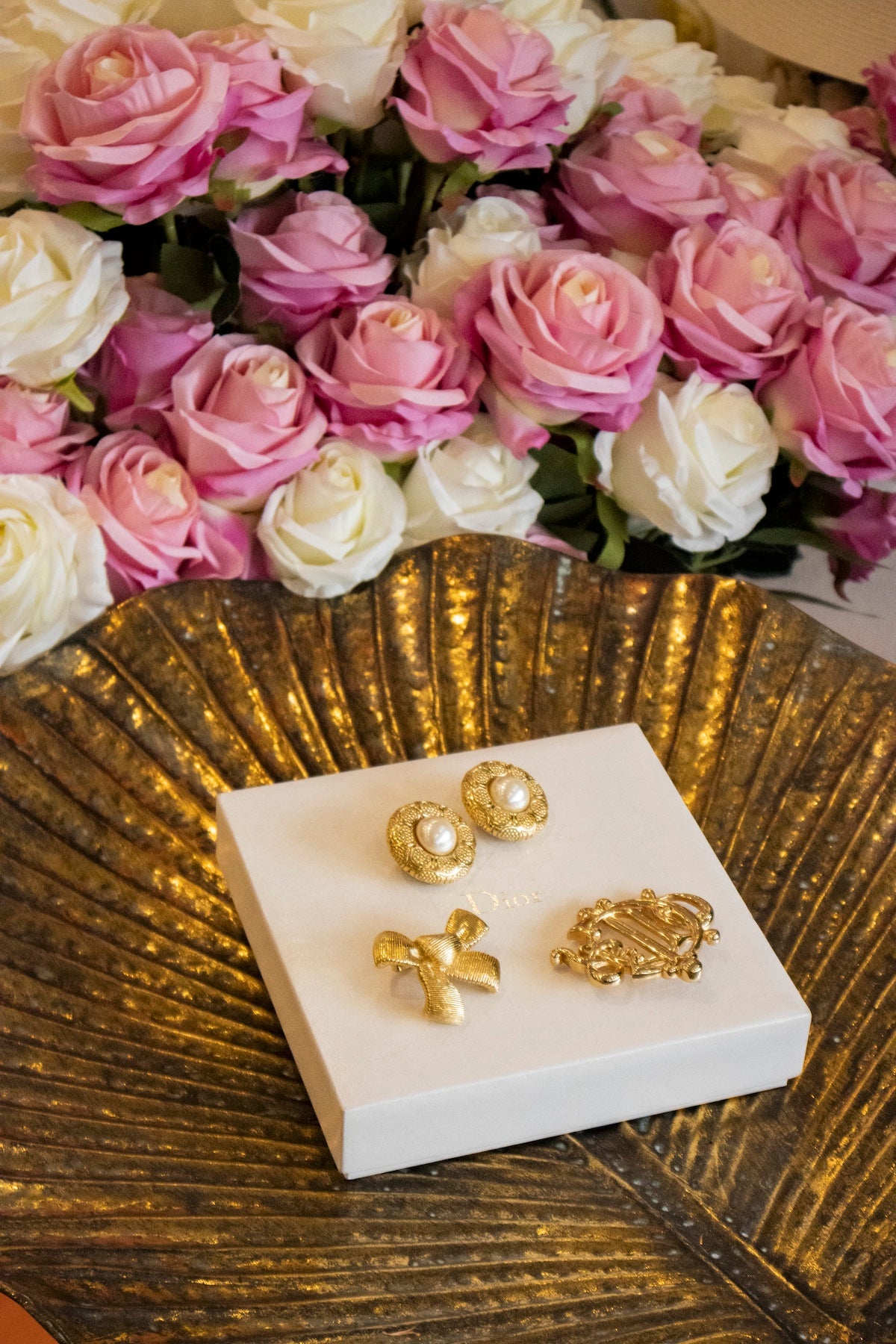 Christian Dior - Goldene Vintage Perlohrringe