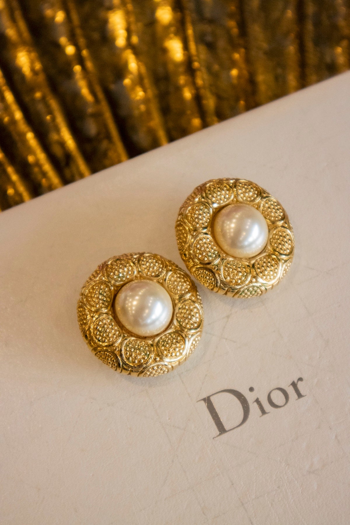 Christian Dior - Goldene Vintage Perlohrringe