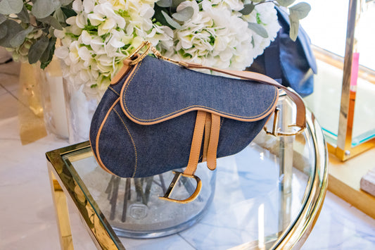 Dior - Saddle Bag aus Jeansstoff in blau