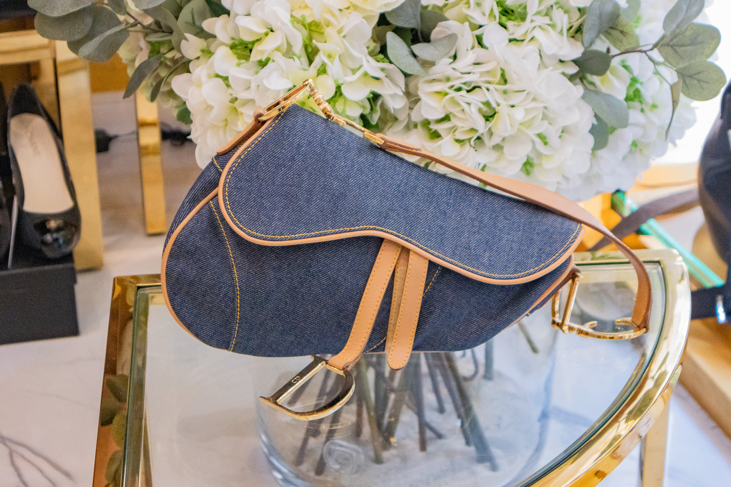 Dior - Saddle Bag aus Jeansstoff in blau