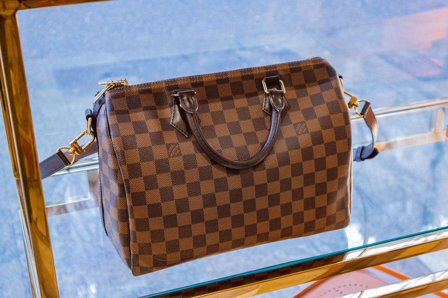 Louis Vuitton - Speedy Damier Ebene Canvas mit Schulterriemen