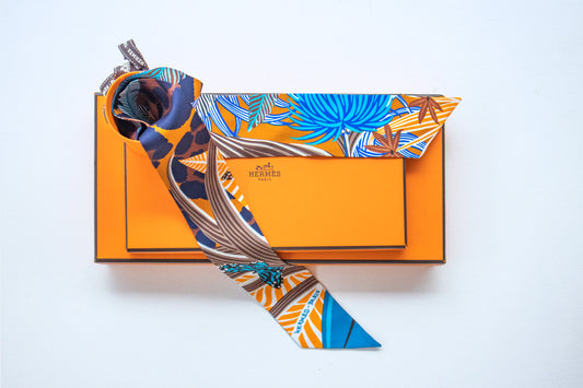 Hermès - Twilly Seide Blau/Orange