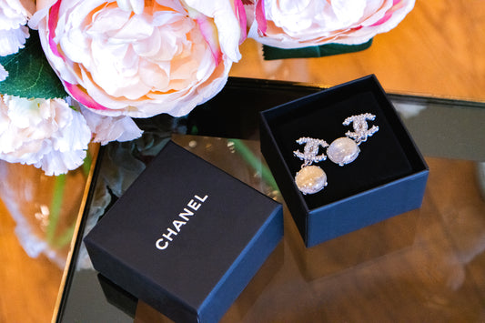 Chanel - CC Kristall Ohrringe neuwertig