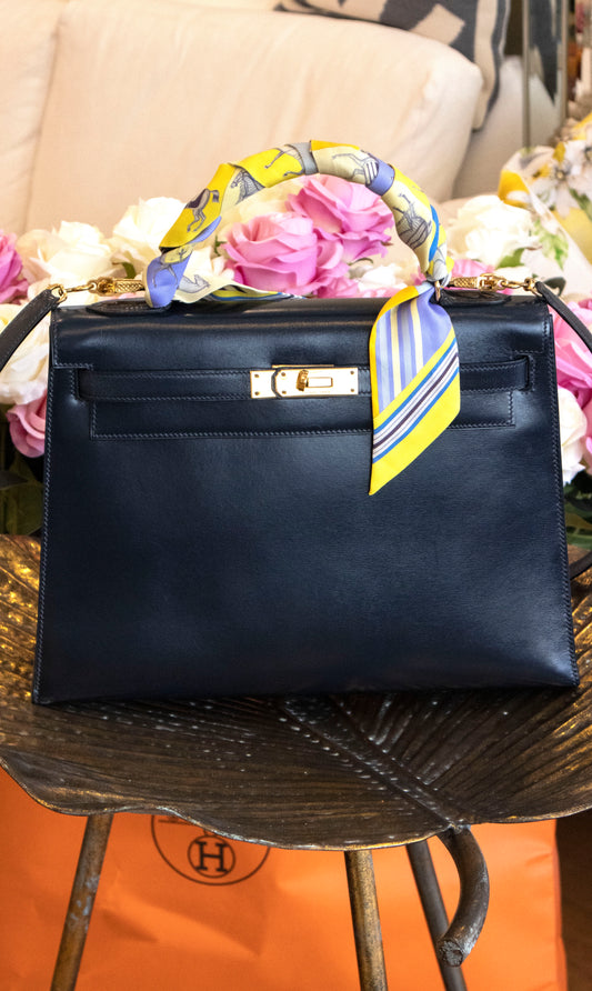 Hermès - Kelly 32 Handtasche Dunkelblau