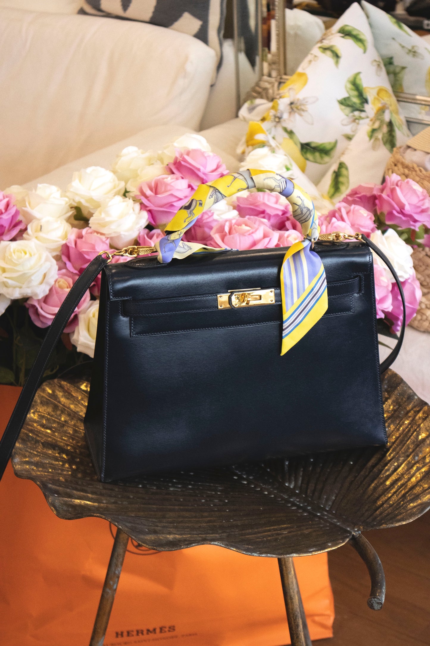 Hermès - Kelly 32 Handtasche Dunkelblau